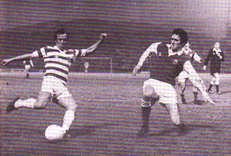 Alan Sneddon gets in a cross