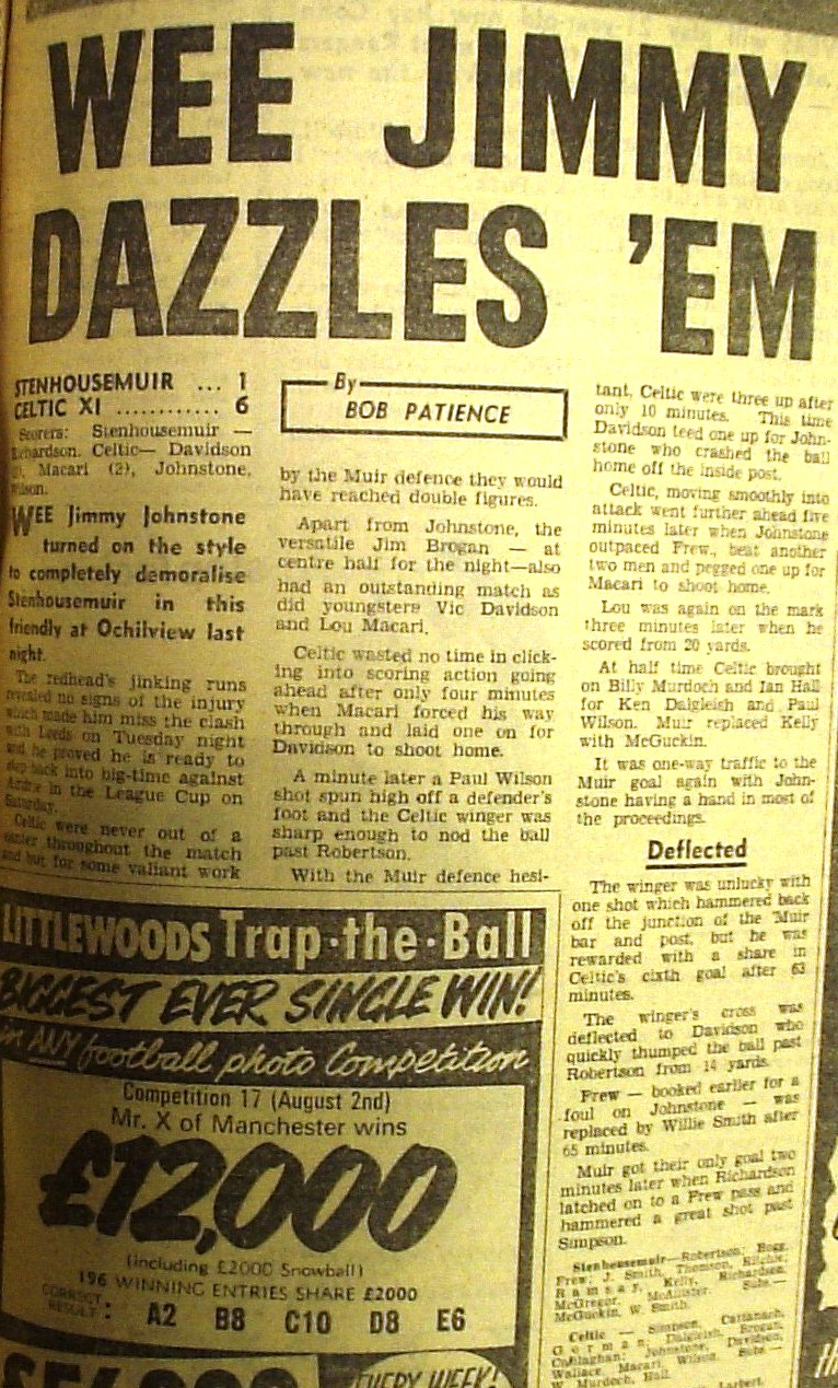 1969 Stenhousmuir 1-6 Celtic report