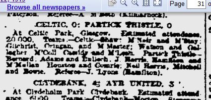 1919-11-22: Celtic 0-0 Partick Thistle, League - The Celtic Wiki