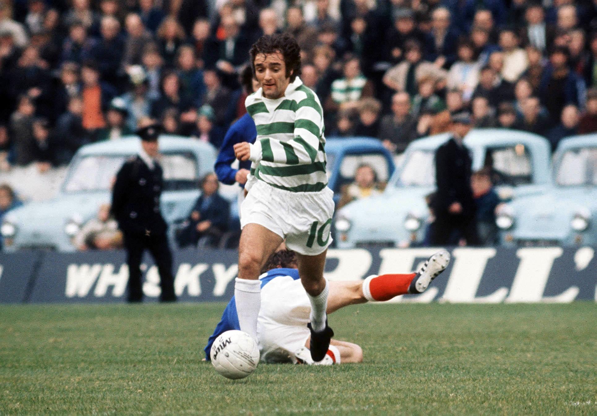 Macari races in on goal against Rangers 1972