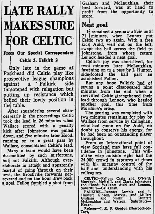 Celtic v Falkirk, League, 9/4/69