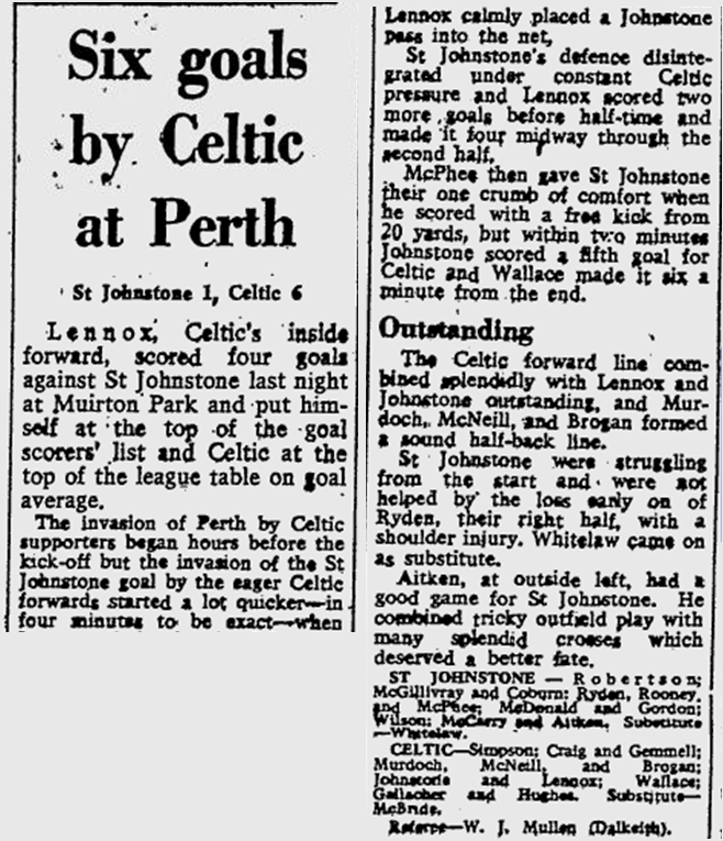 St Johnstone v Celtic, League, 25/3/68