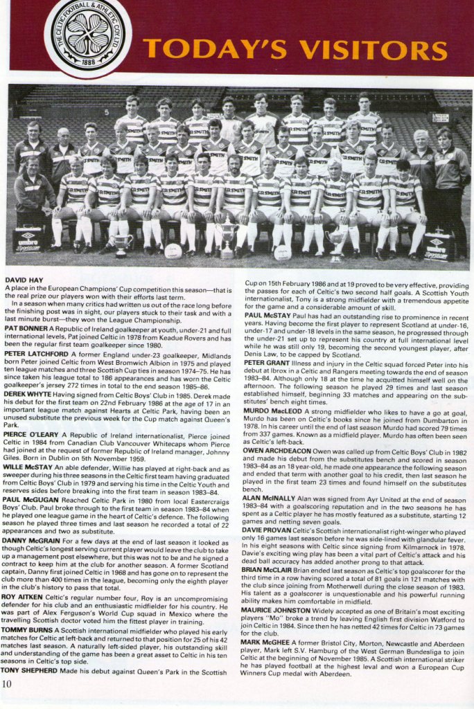 1986-08-13: Motherwell 0-4 Celtic, League - Pictures - The Celtic Wiki