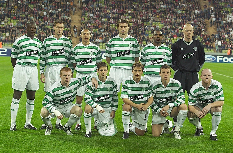 Celtic players before playing Bayern Munich in the 2003 Champions league tie