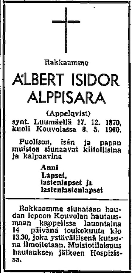 Albert Isidor Alppisara - Ristniemen suku Albert Isidor Alppisara - Ristniemen suku