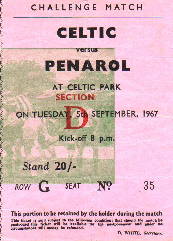 Celtic Penarol ticket 1967