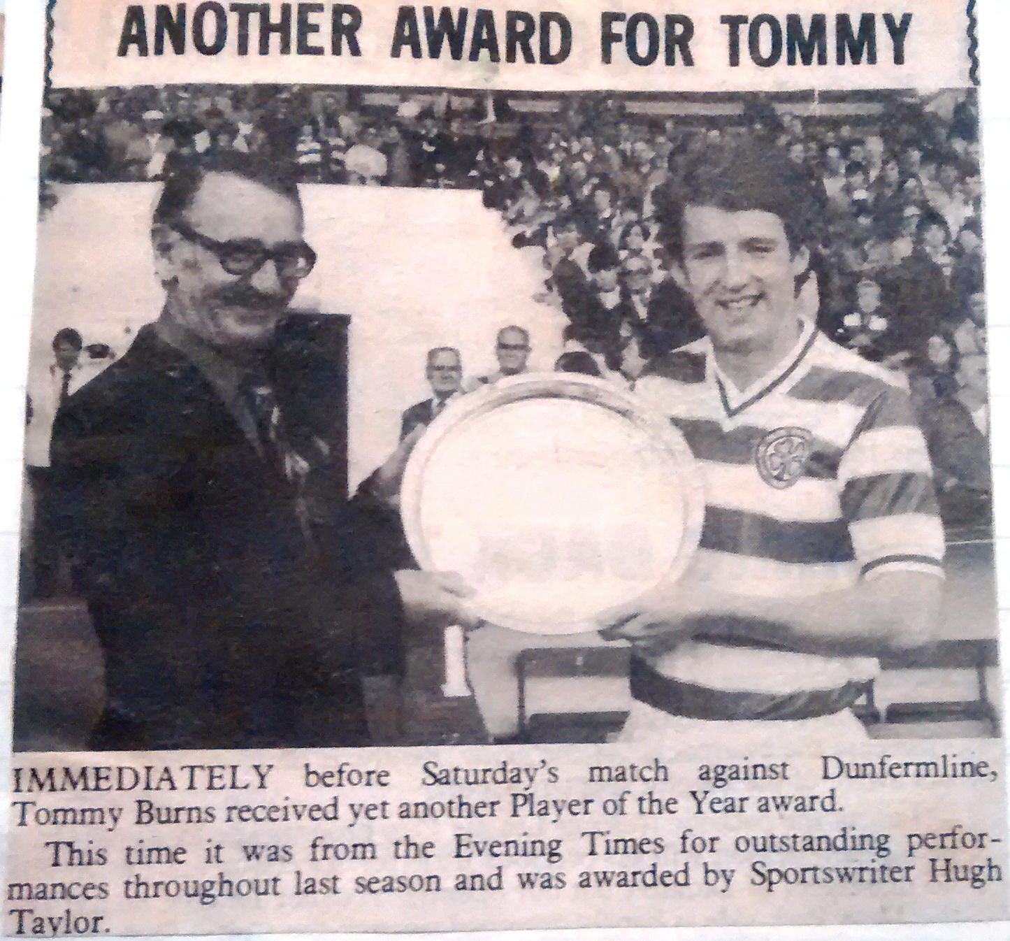 Burns receives an award before Airdrie game