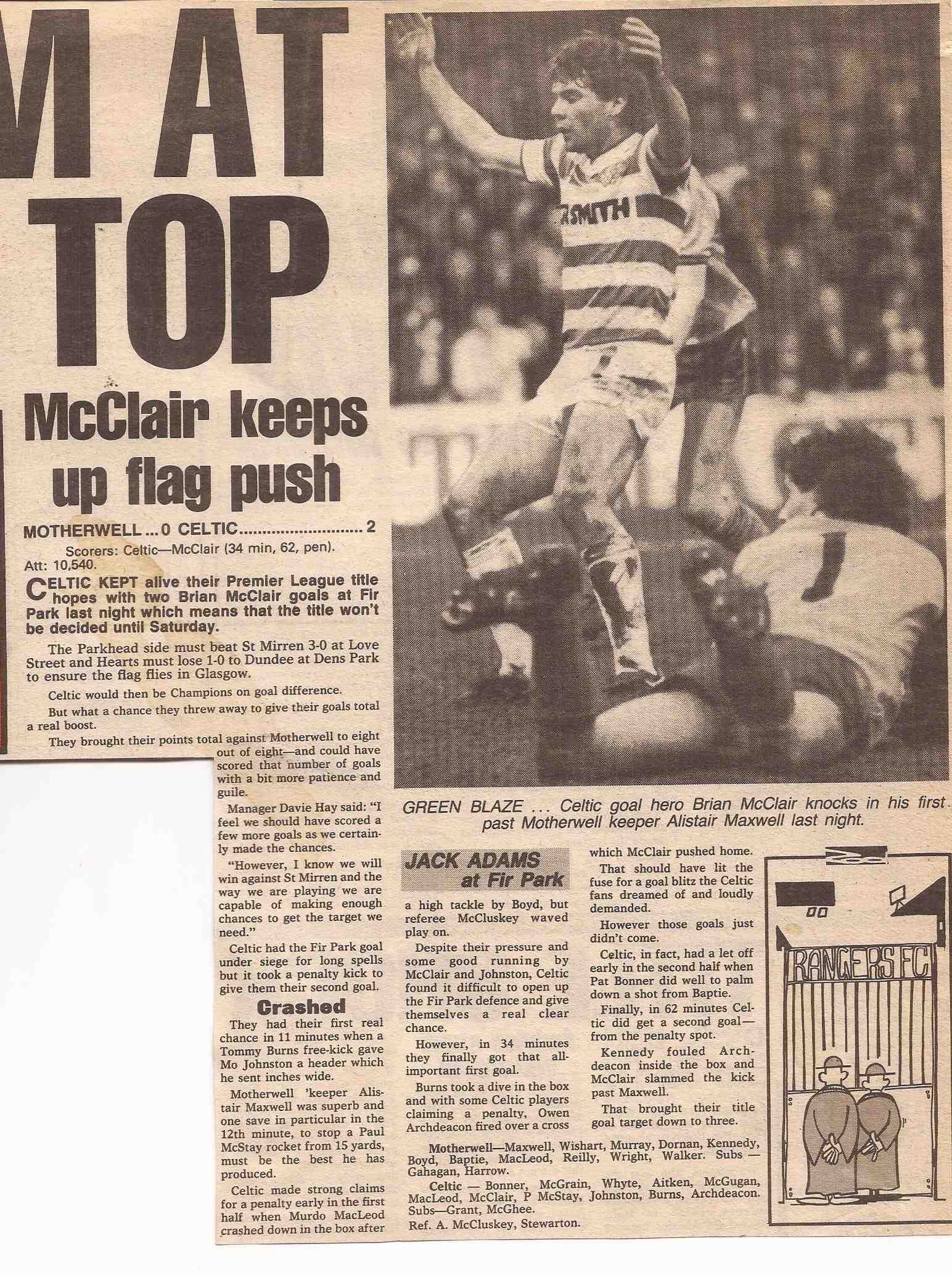 2-0 v Motherwell 86 (Room At The Top)