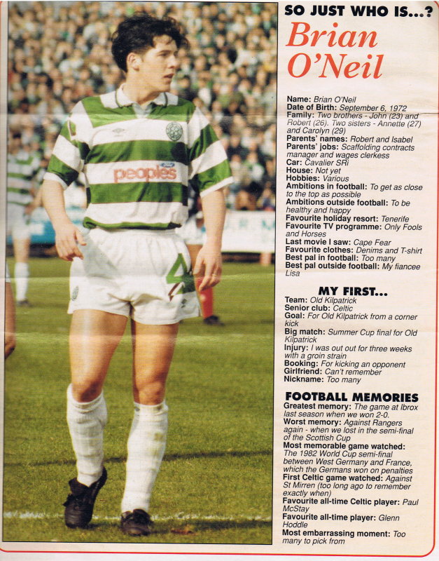 Who Is Brian O'Neil?  (Celtic View - July 1992) - The Celtic Wiki