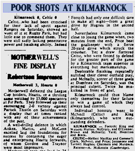 Kilmarnock v Celtic, League Cup 14/8/63