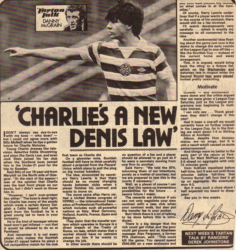 Charlie Nicholas shoot article 1981