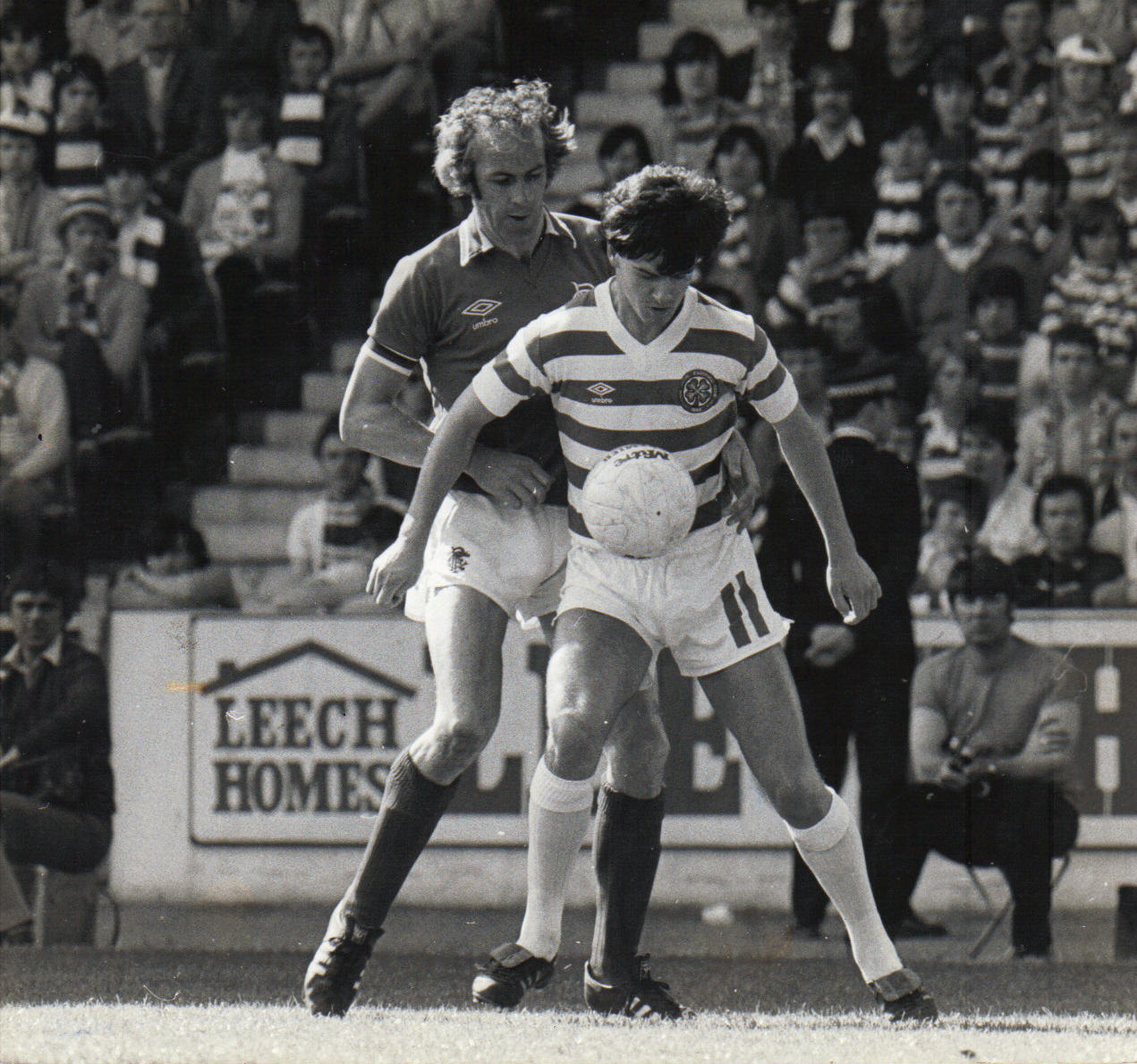 Nicholas shields the ball Ibrox 1981