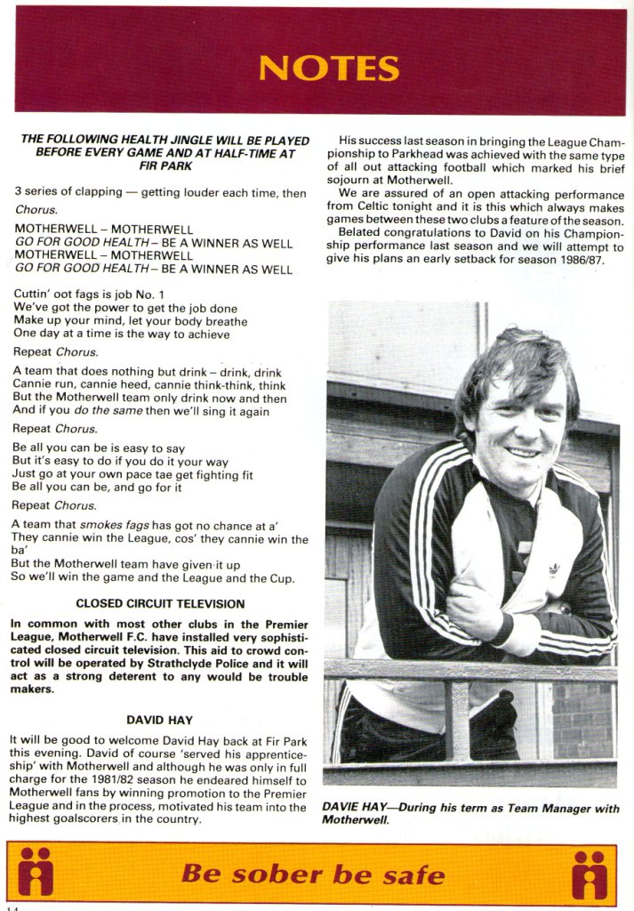 1986-08-13: Motherwell 0-4 Celtic, League - Pictures - The Celtic Wiki