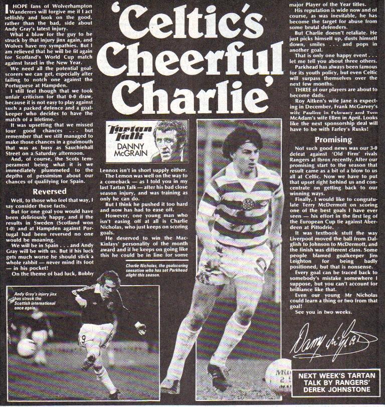 Charlie Nicholas shoot article 1980