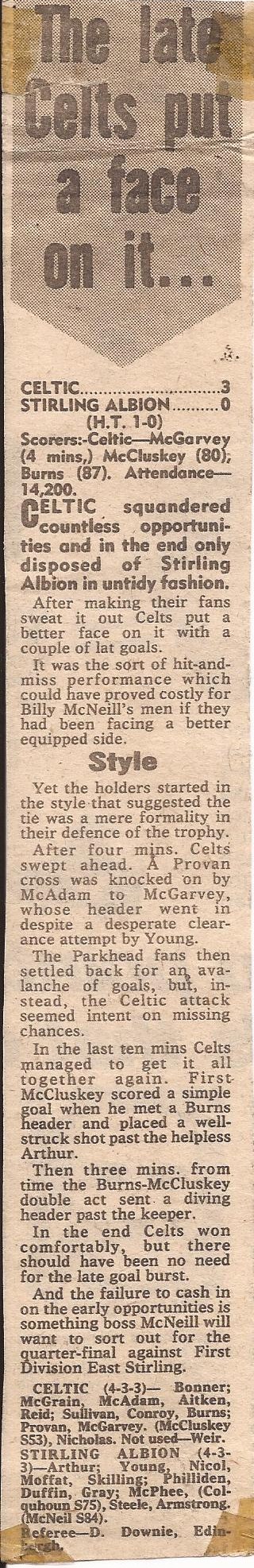 1981-02-14: Celtic 3-0 Stirling Albion, Scottish Cup - The Celtic Wiki