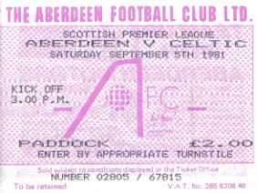 1981-09-05: Aberdeen 1-3 Celtic, League - The Celtic Wiki