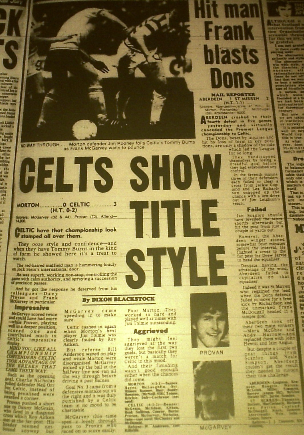 1981 Morton 0-3 Celtic report