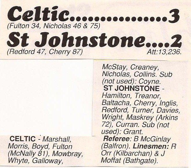 1992-04-11: Celtic 3-2 St Johnstone, Premier Division - The Celtic Wiki