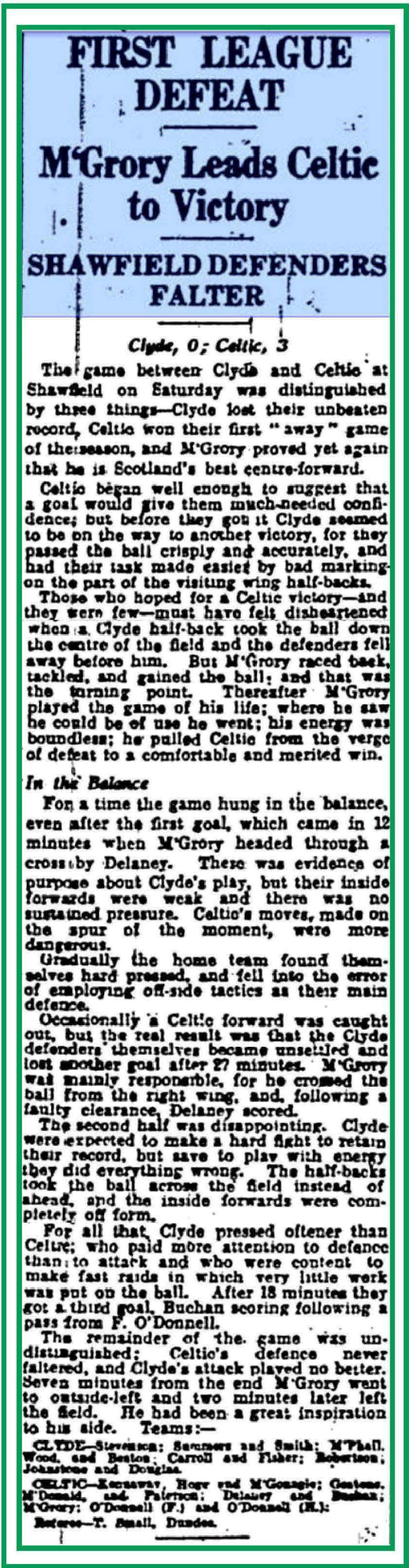 Clyde v Celtic Oct 1934