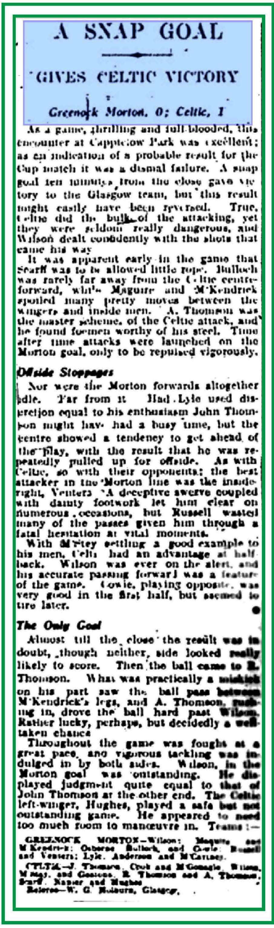 Morton v Celtic Feb 1931