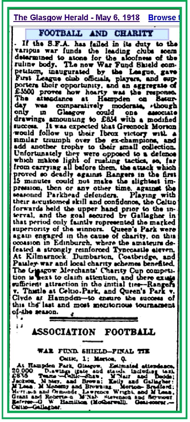 Scottish League War Fund Cup Final 1918