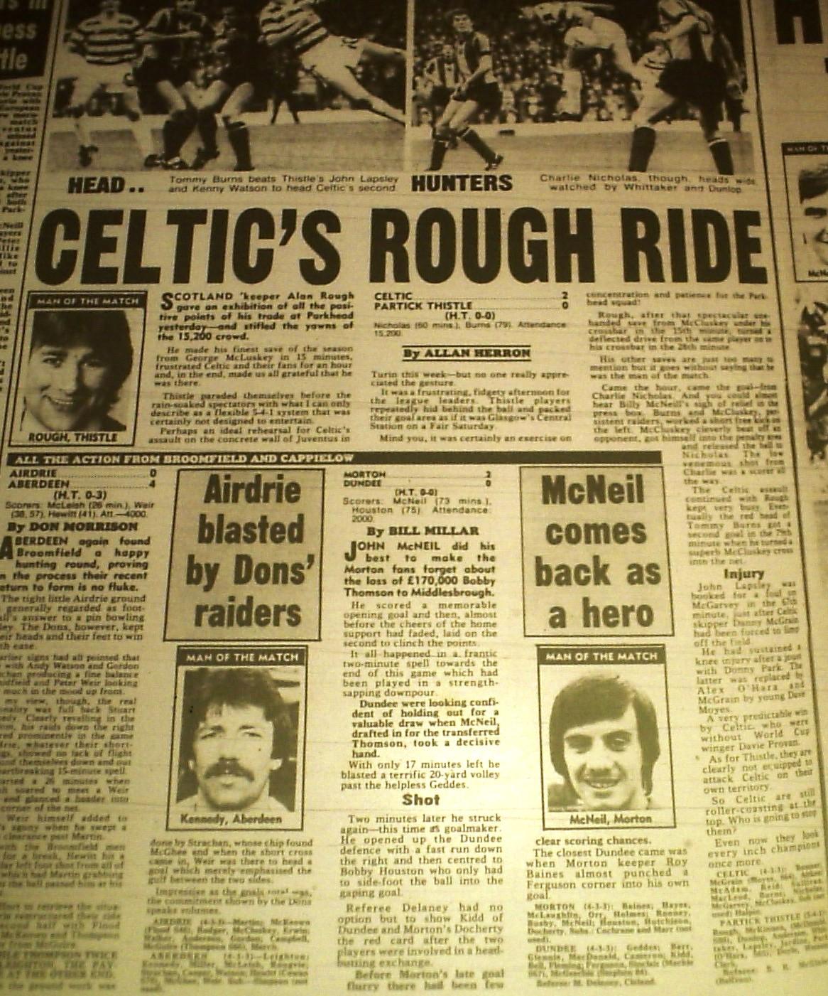 1981 Celtic 2-0 Partick Thistle report