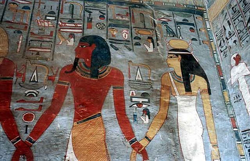 KV16 - Burial chamber - Ramesses I being led by Horus KV16 - Burial chamber - Ramesses I being led by Horus