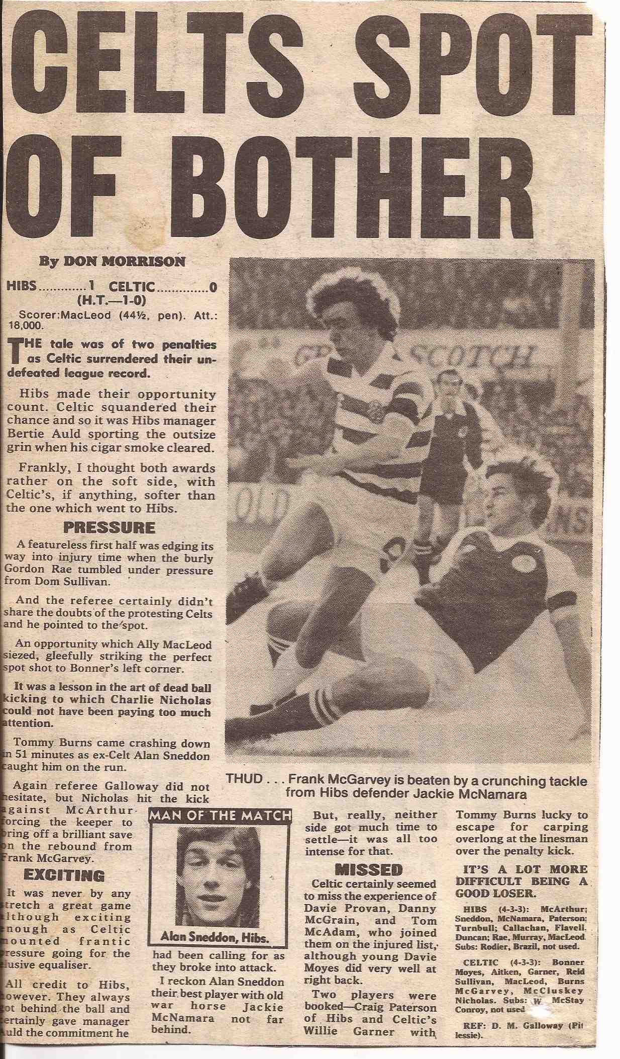 Hibs 0-1 Oct 81 Report