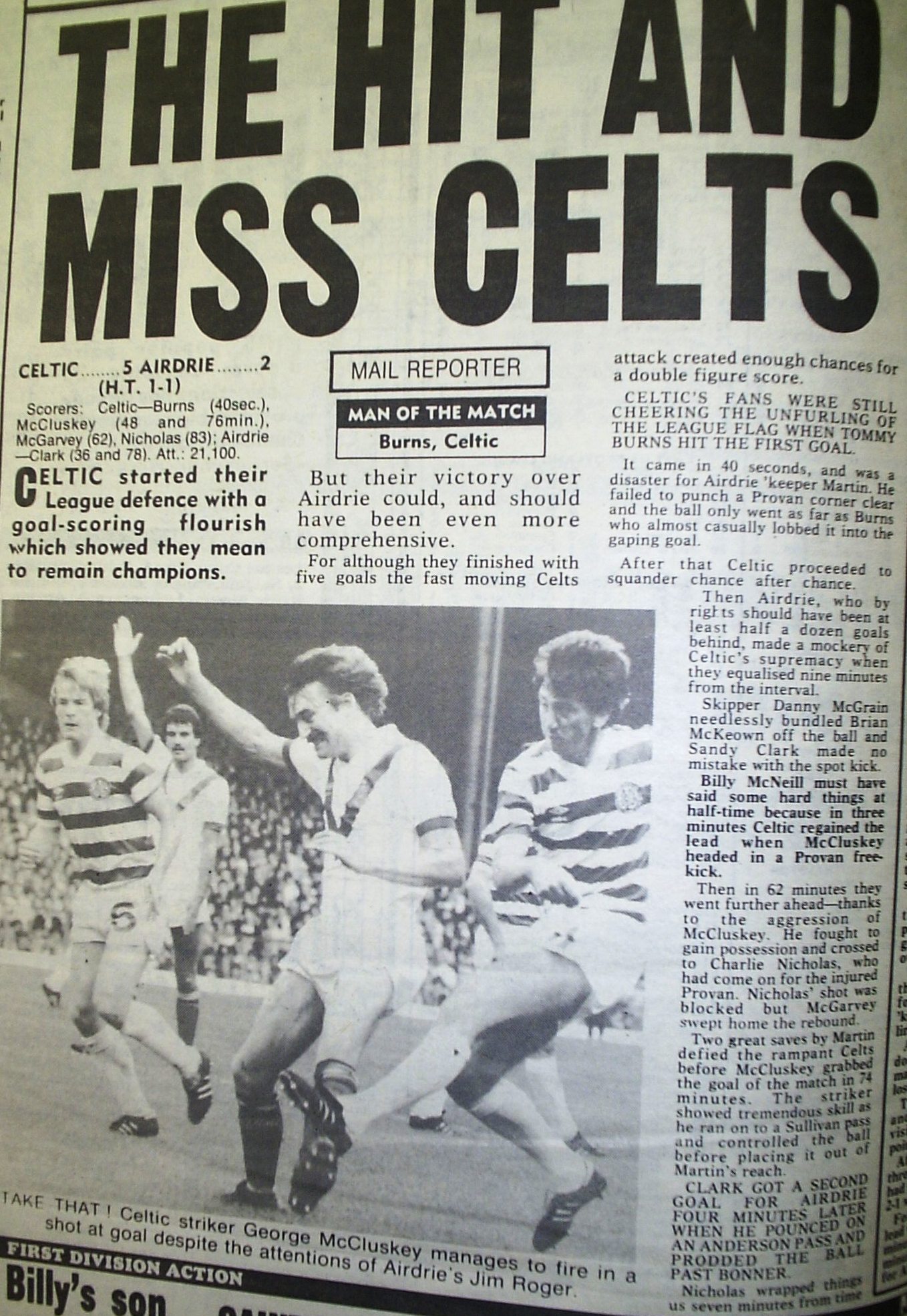 1981 Celtic 5-2 Airdrie report