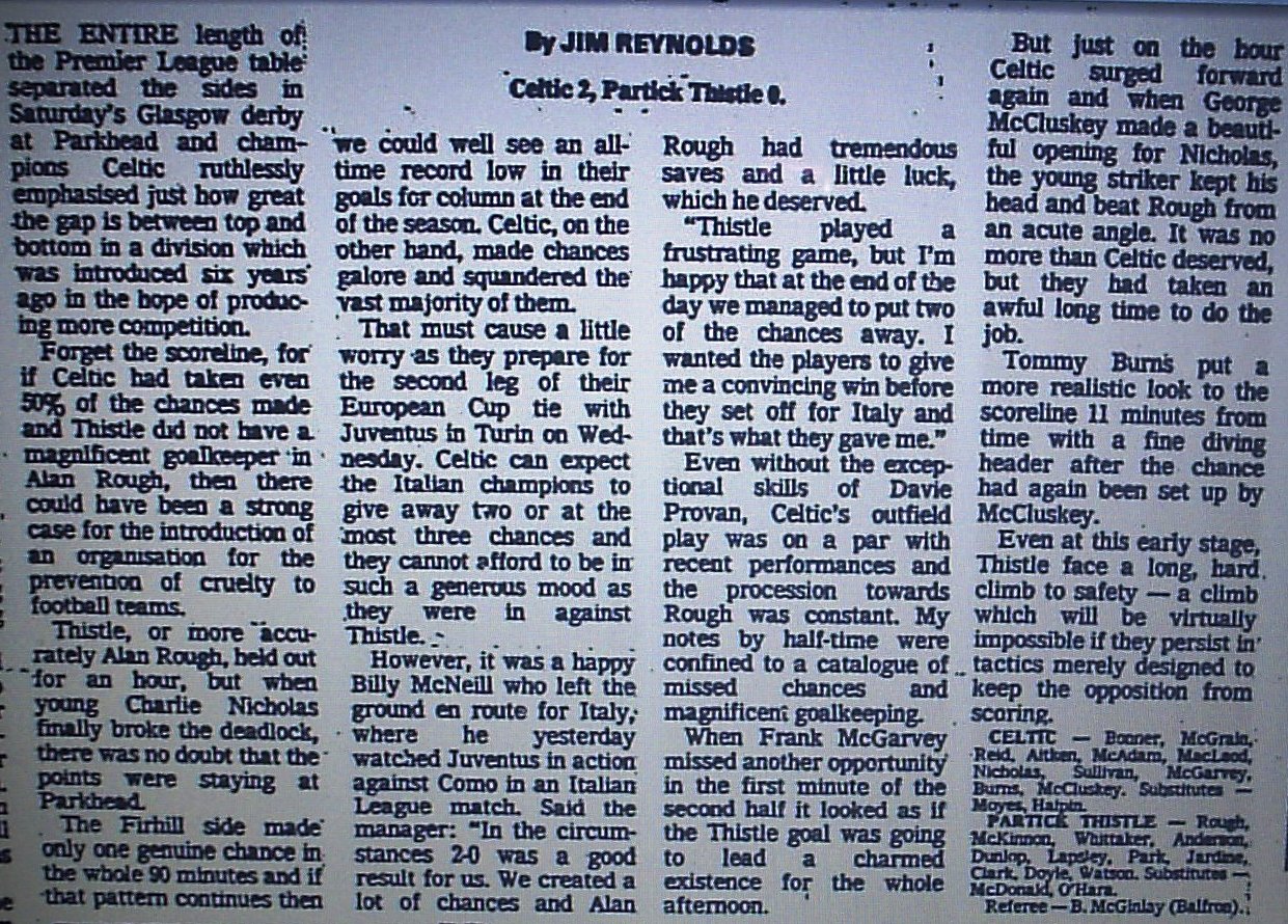 1981 Celtic 2-0 Partick report