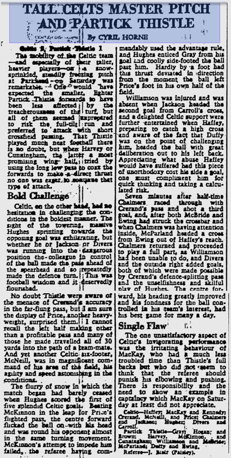 Celtic v Partick Thistle, League, 2/12/61, Glasgow Herald