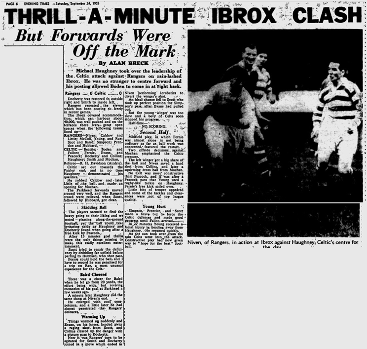 Rangers v Celtic, League, 1955; Evening Times 24/9/55