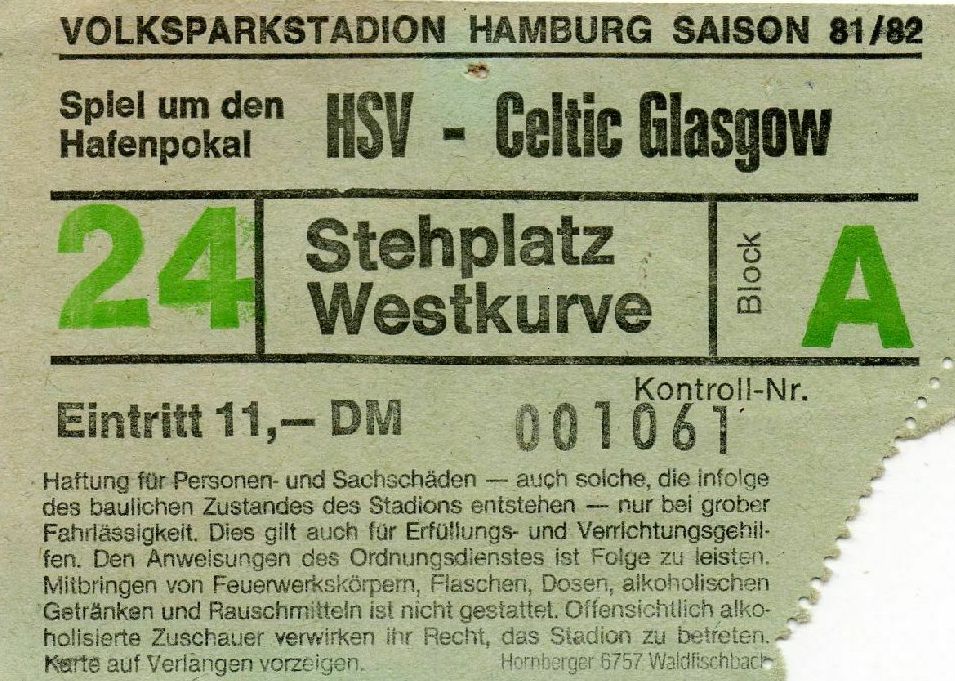 1981-07-29: SV Hamburg 3-1 Celtic, Friendly - The Celtic Wiki