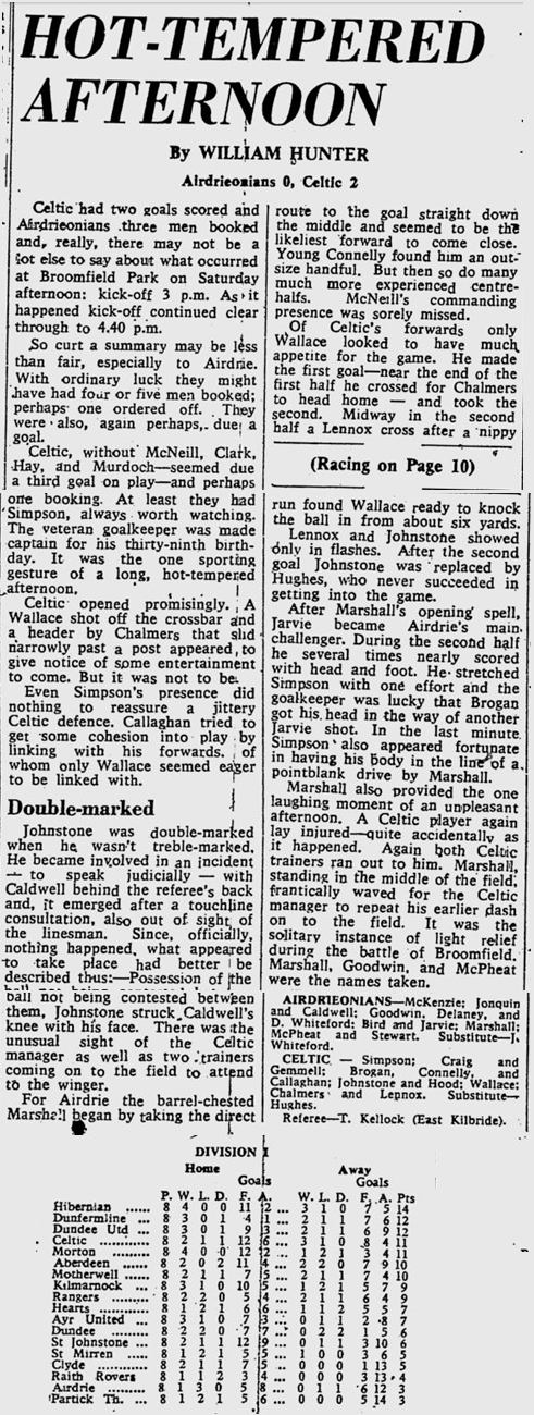 Airdrie v Celtic, League, 11/10/69