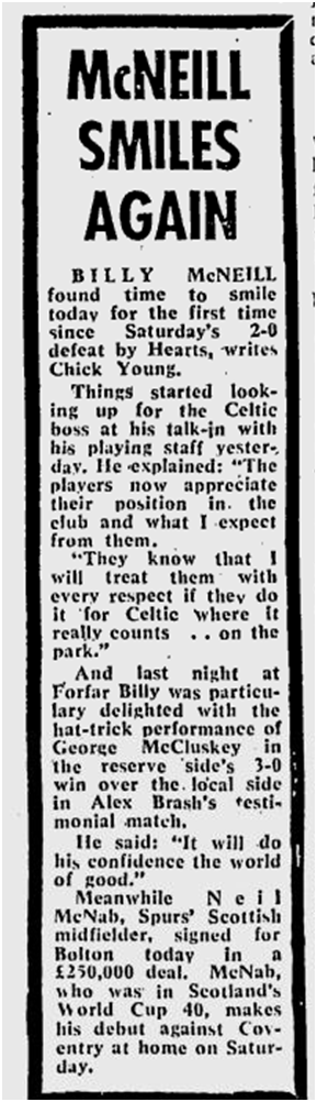 Forfar v Celtic, Testimonial, 30/10/78