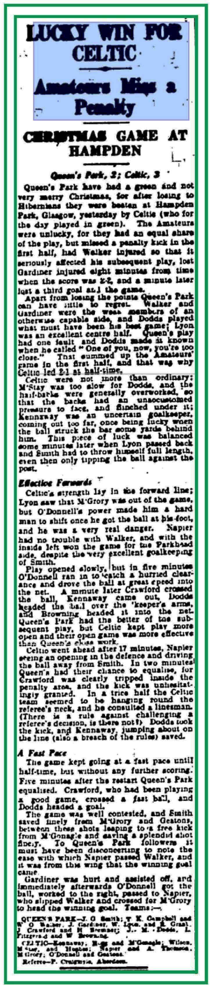 Queens Park v Celtic Dec 1933