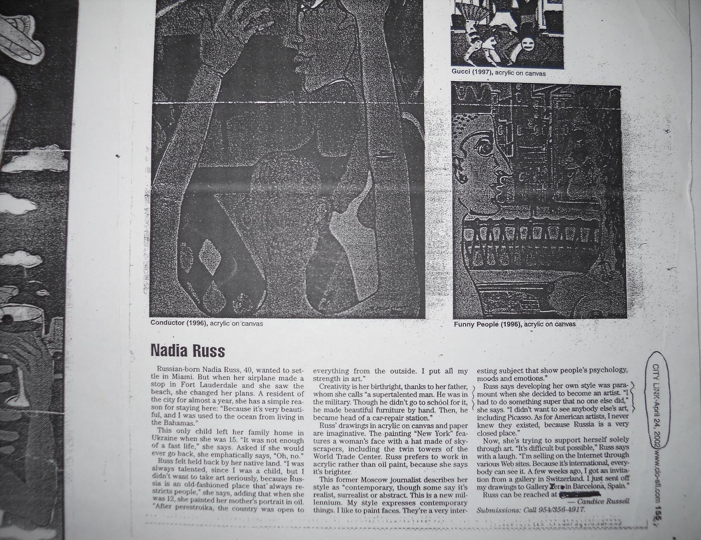 Nadia Russ, Article in City Link, USA Nadia Russ, Article in City Link, USA