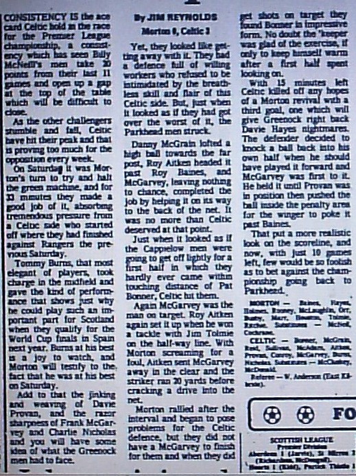 1981 Morton 0-3 Celtic report