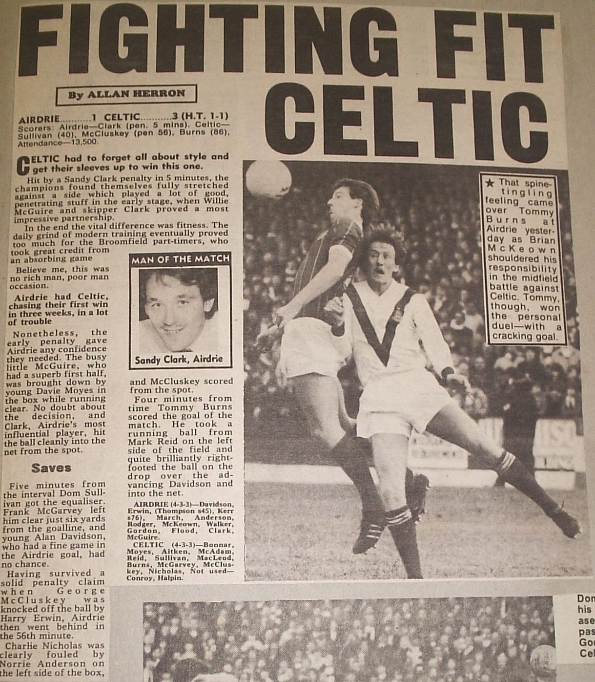 Airdrie 1-3 Celtic 1981 report