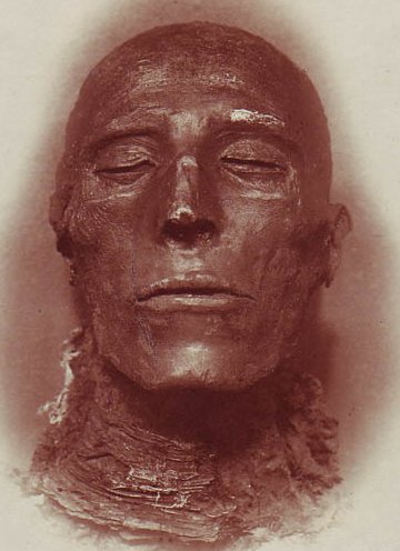 Seti I - unwrapped mummy of Seti I, photographed in 1889 Seti I - unwrapped mummy of Seti I, photographed in 1889