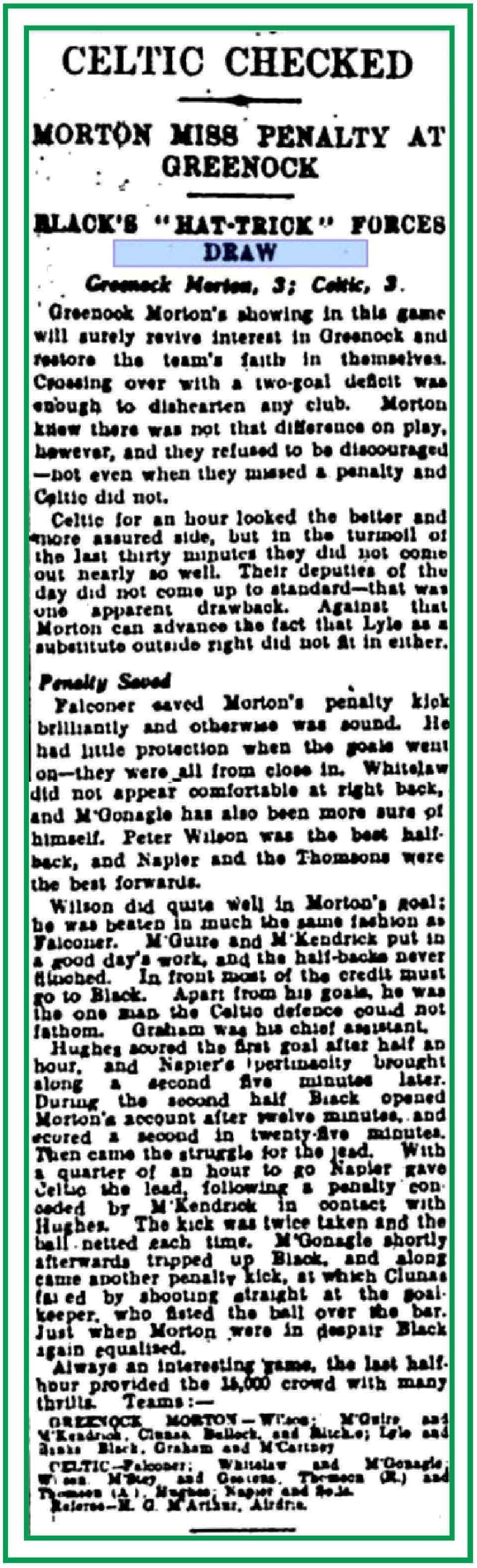 Morton v Celtic Sep 1931