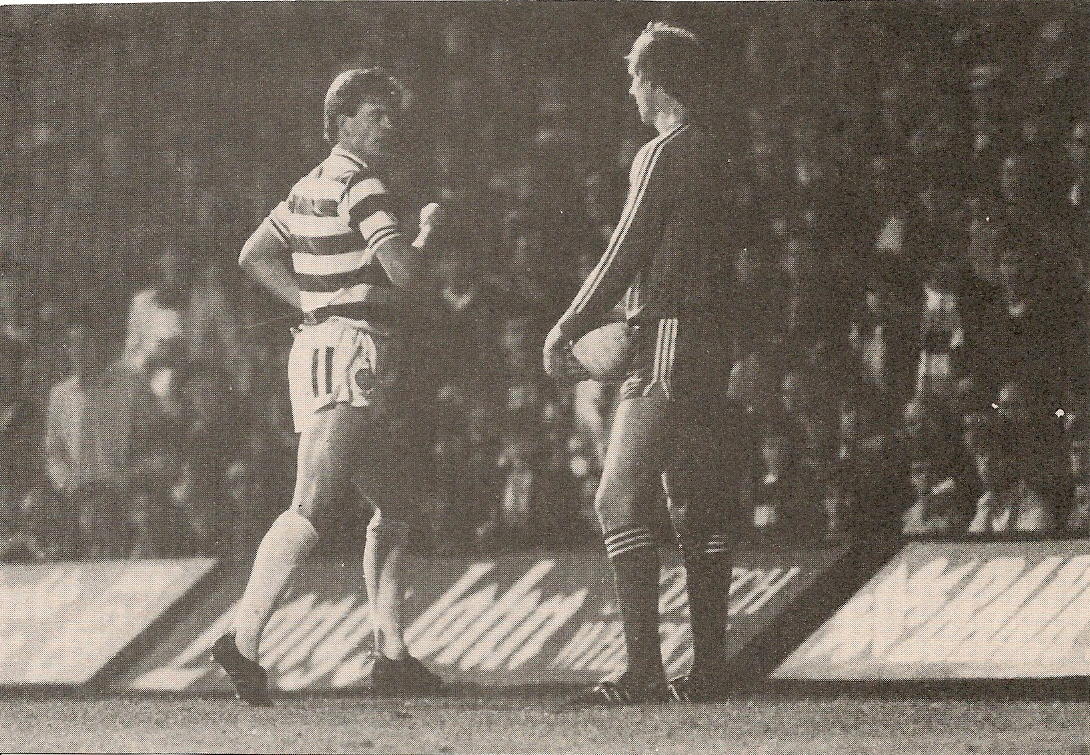 Jim Melrose sent off for elbowing Doug Rougvie