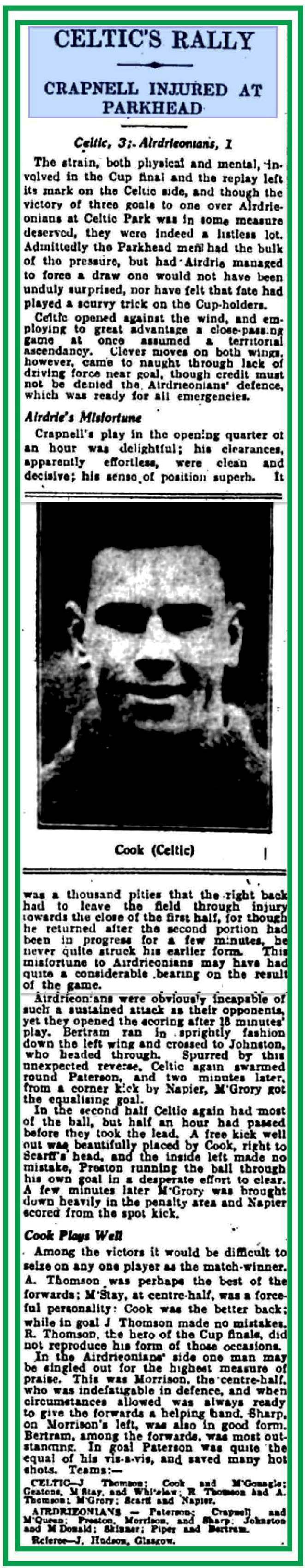 Celtic v Airdrie Apr 1931