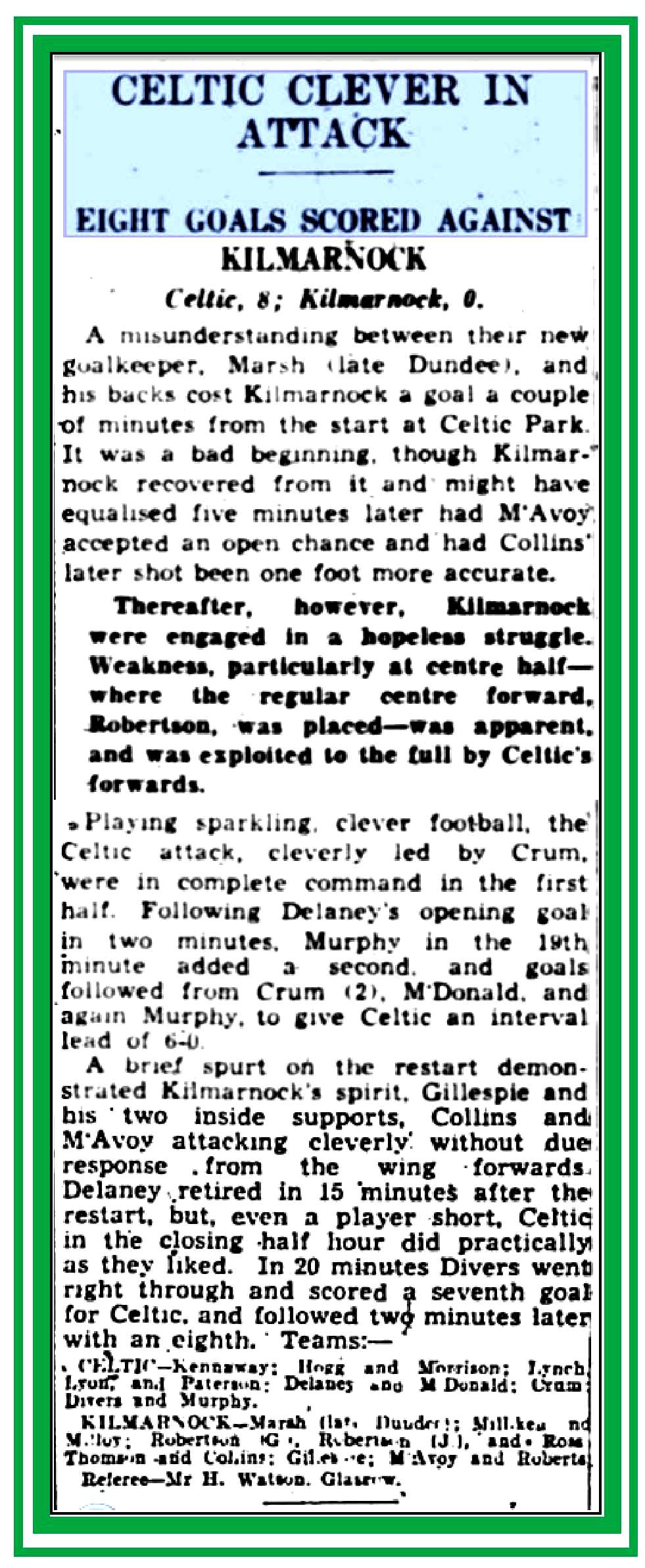 Celtic v Kilmarnock Dec 1937