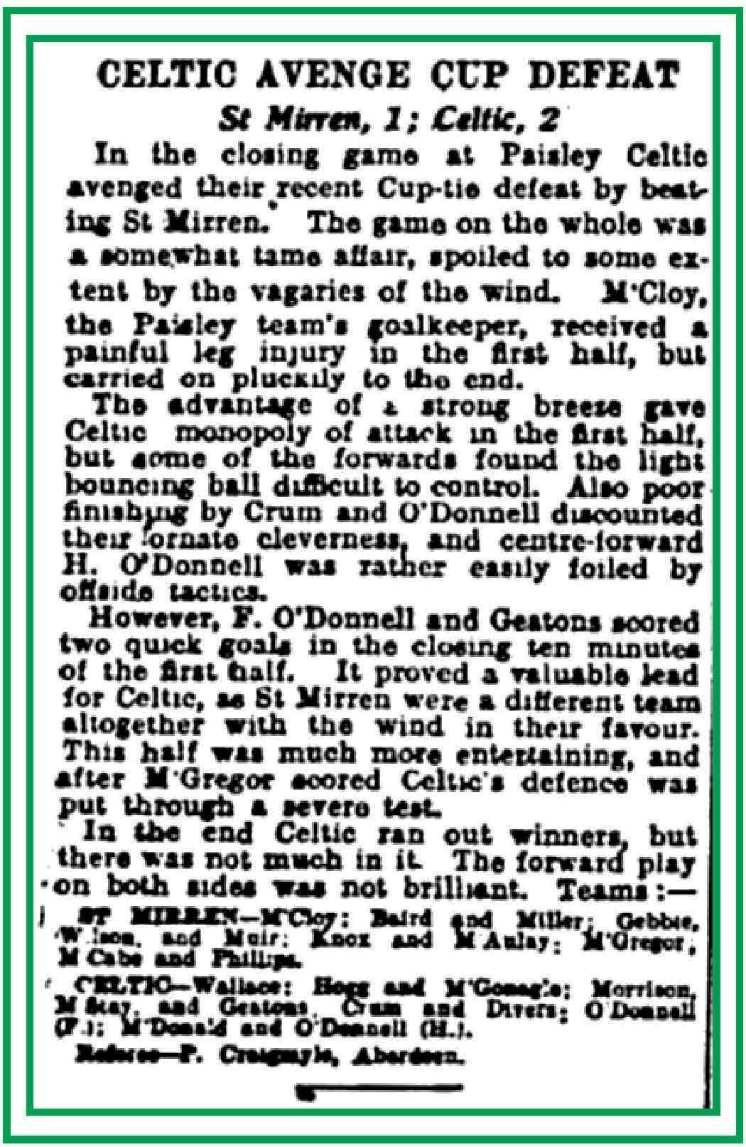 St Mirren v Celtic Apr 1934