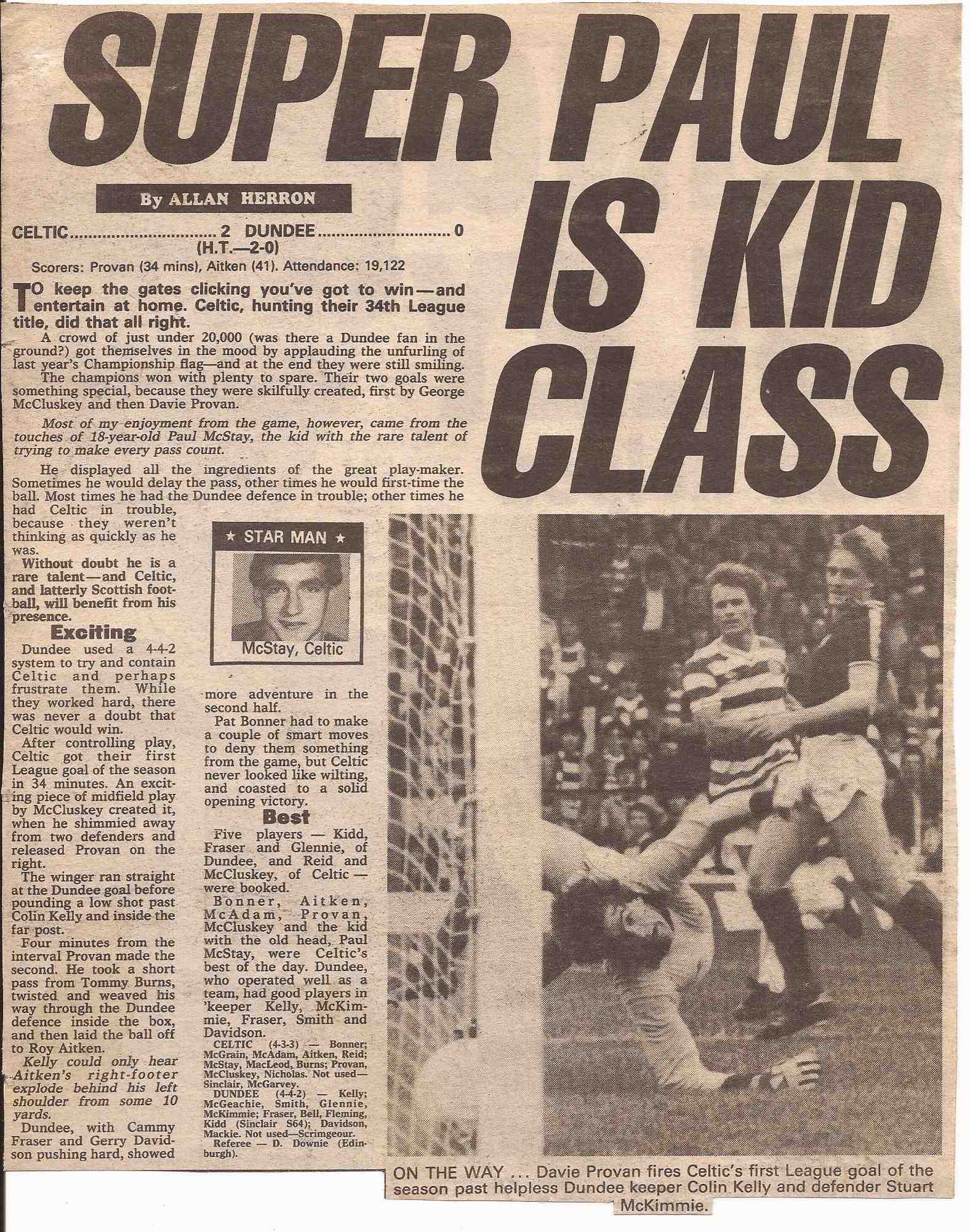 1984-09-29: Dundee 2-3 Celtic, Premier Division – Pictures – The Celtic Wiki