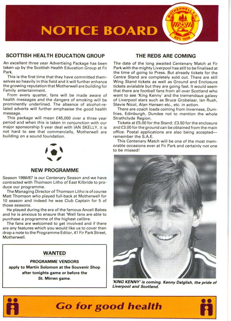 1986-08-13: Motherwell 0-4 Celtic, League - Pictures - The Celtic Wiki