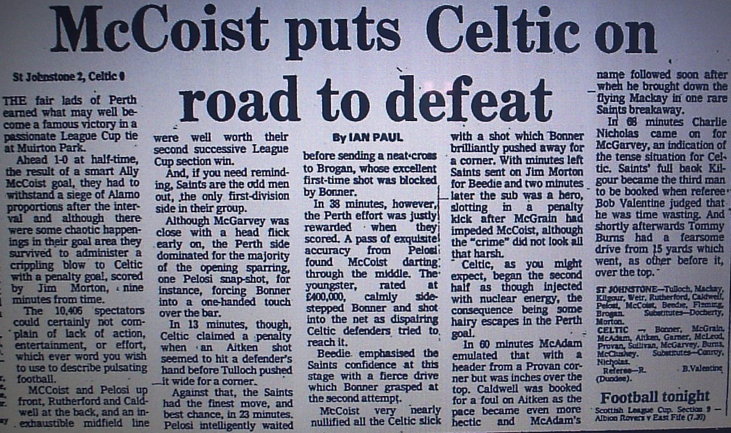 1981 St Johnstone 2-0 Celtic report