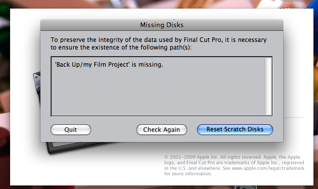 Missing Disks Warning - Media@SIS Missing Disks Warning - Media@SIS