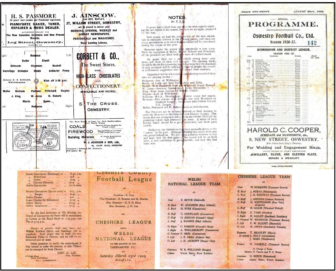 J Burns Cheshire League 1926/29